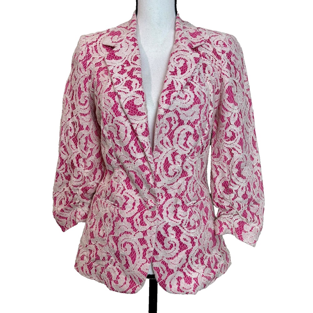 NWT Tart Collections Blazer Womens Small Lace Overlay Lined Dressy Jacket‎ Pink